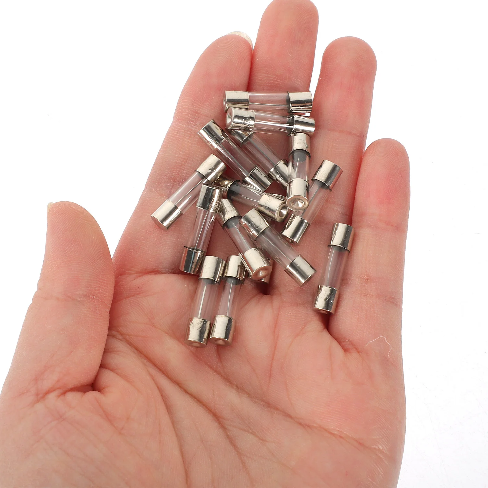 

100Pcs Glass Fuse Tube 5x20mm Copper Caps 10 Amp 250V Fuse Replacement for Christmas Lights Automotive Electronic Devices