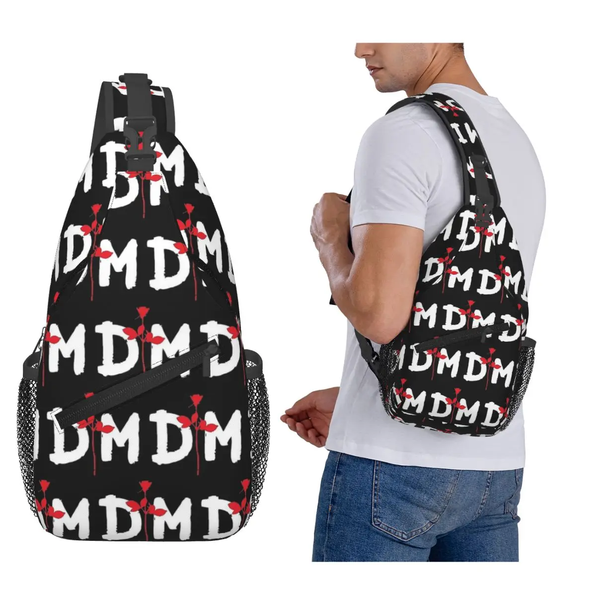 

Electronic Rock Depeche Cool Mode Chest Bag Men Sling Crossbody Backpack Chest Bag Traveling Hiking Daypack Shoulder Bag