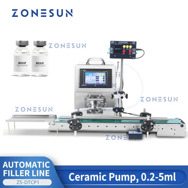 

ZONESUN ZS-DTCP1 Automatic Vial Liquid Filling Machine With Conveyor Reagent Portion Eyedrop Ceramic Pump Filler