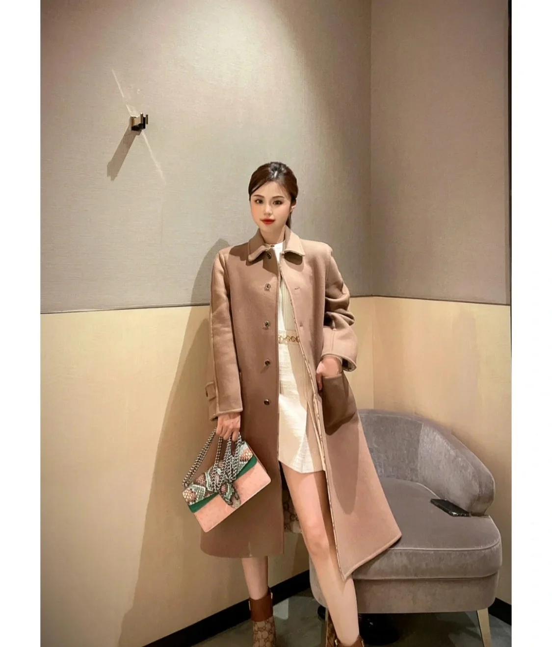 

G 2024 X-Long Reversible Women's Winter New in Wool & Blends Coats & Jackets Outerwears Clothing Luxury Outdoor Clothes High-end