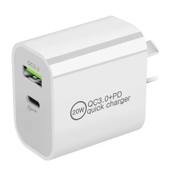2 Pors şarj QC3.0 USB A tipi C 20W PD şarj adaptörü ab abd İngiltere samfiş güç kaynağı Dock iPhone Samung telefon Tablet için