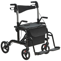 VEVOR 2 in 1 Rollator Walker & Transport Chair for Seniors Folding Rolling Walker Wheelchair Combo & Aluminum Mobility Walker