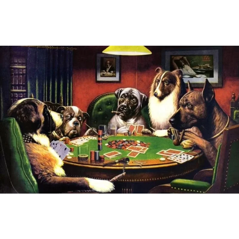 Home Decor C.M. Coolidge Bold Bluff Dogs Playing Poker-Silk Art Poster Wall Sicker Decoration Gift