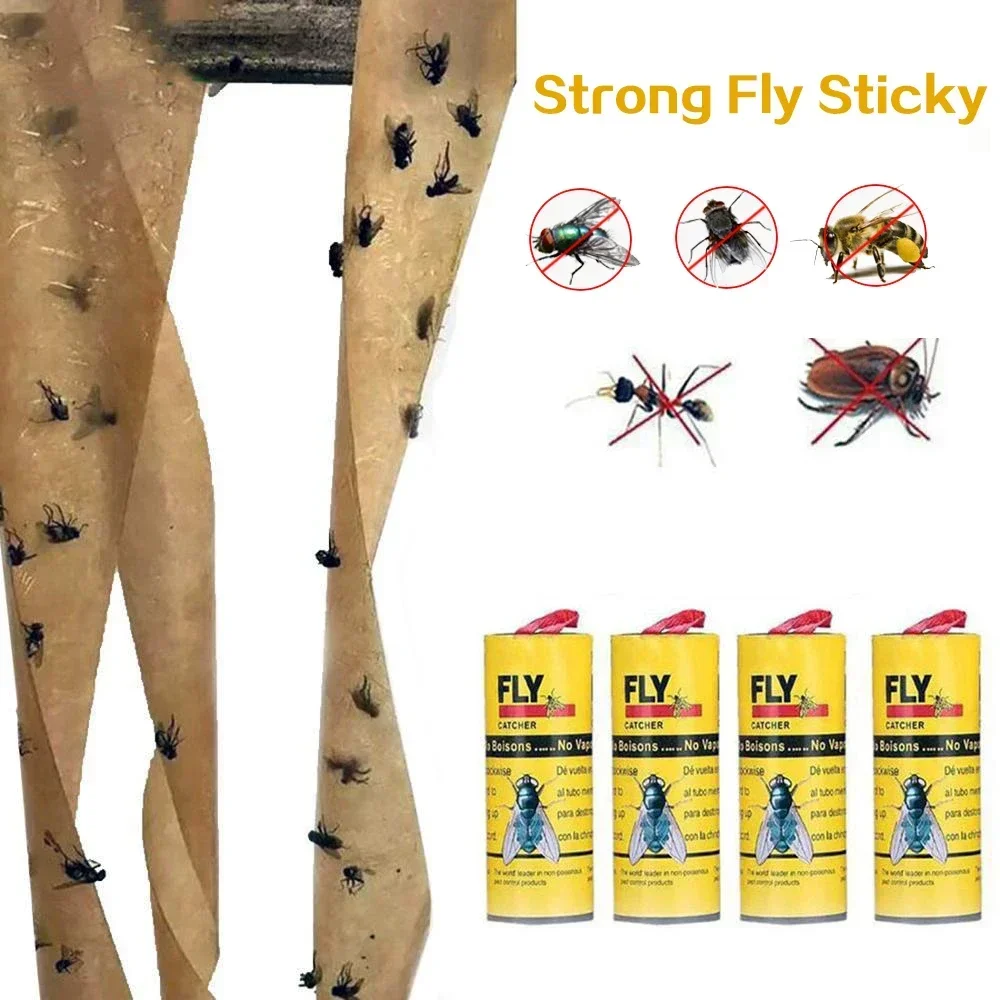 24 Rolls Sticky Fly Paper Home Room Fly Glue Eliminate Flies Insect Bug Glue Paper Catcher Trap Flying Bugs Insects Traps