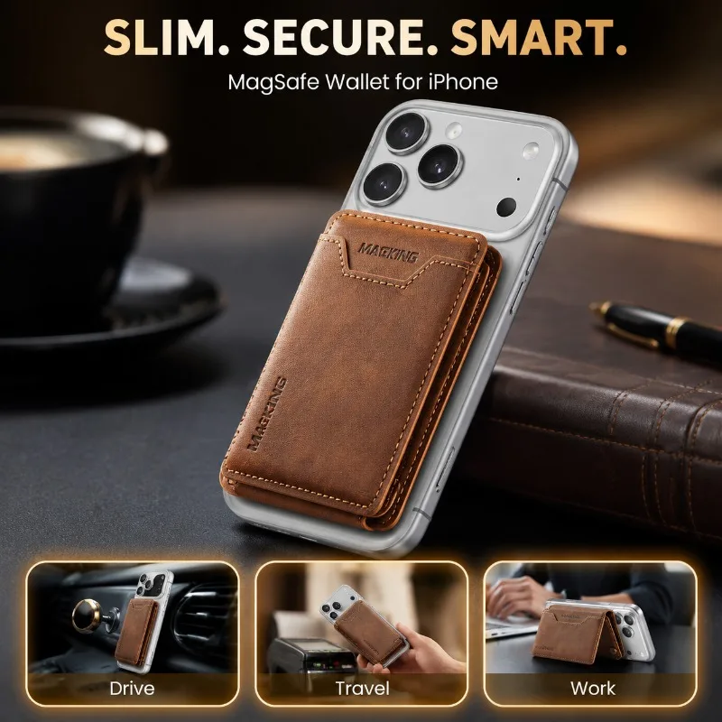 

K2 Magnetic Card Pouch MagSafe Compatible Anti Skimming Triple Fold Wallet for Apple IPhone 16 Pro Max Mobile Phone