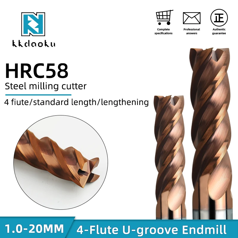 

HRC58 Cheap Price High Hardness Solid Carbide 4 Flute Endmill Milling Cutter Tool For metal