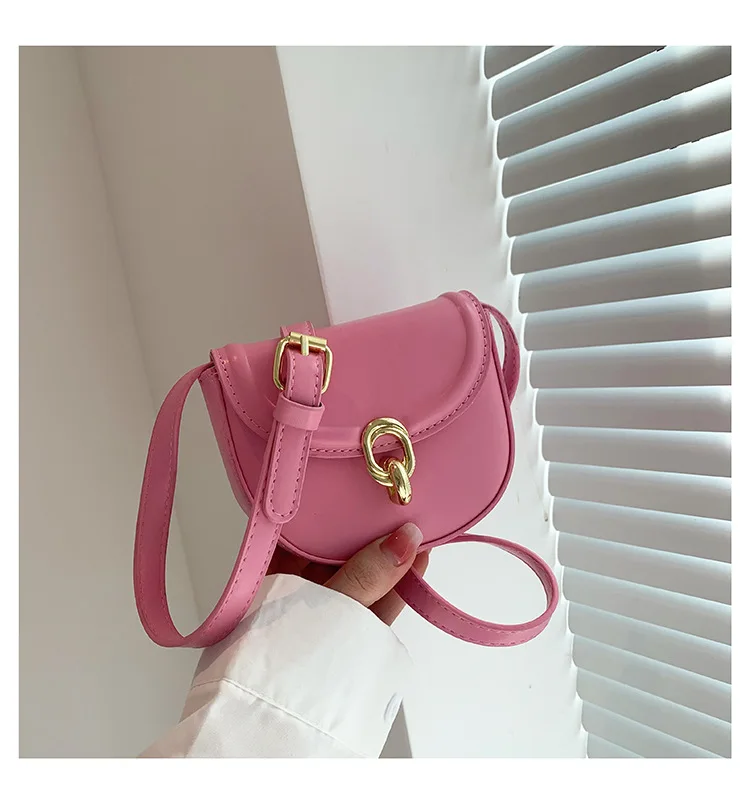 New Korean Version Small Girls Bag Candy Colors Fashion All-match PU Purse and Handbgs Princess Casual Side Bags for Girls