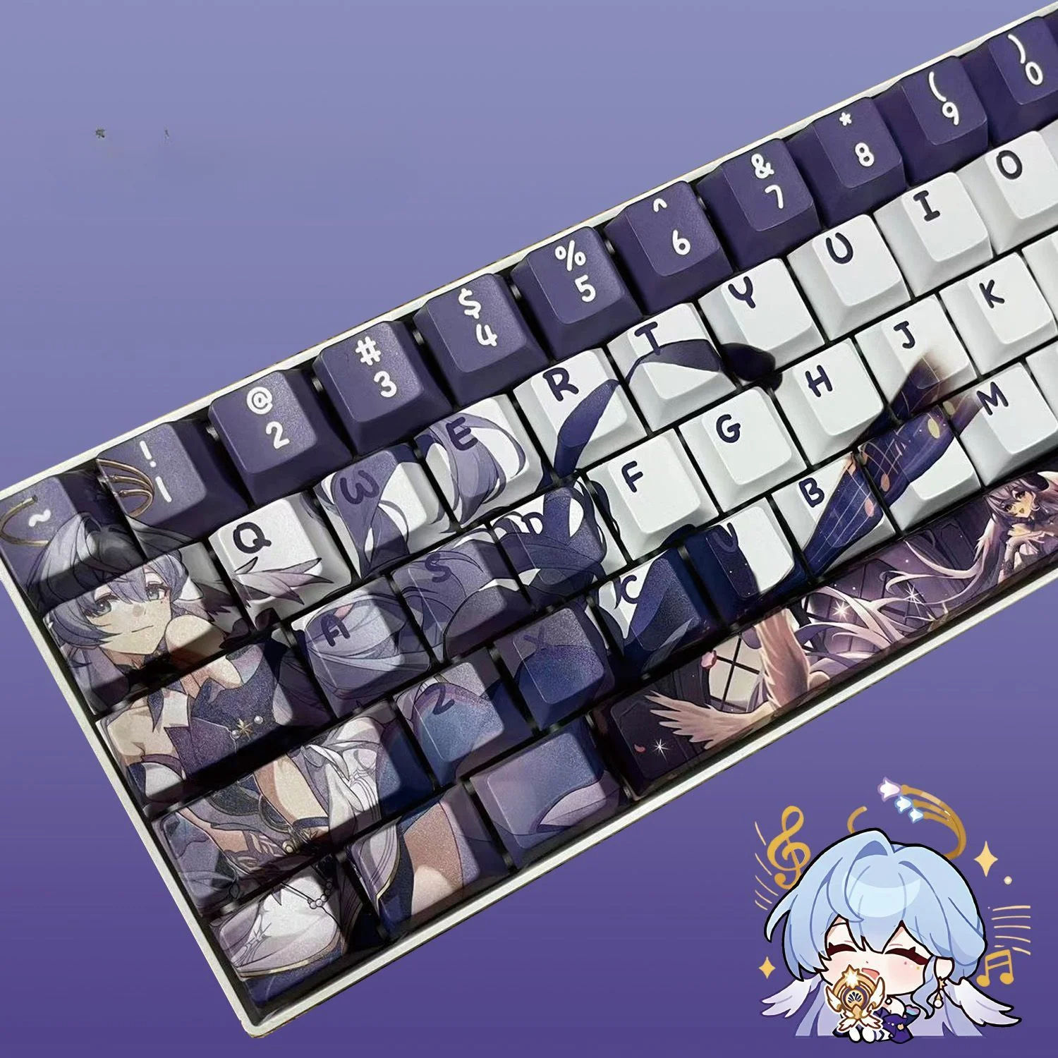 128 Toetsen/Set Spel Honkai: Star Rail Robin Schattig Meisje Pbt Keycaps Anime Games Key Caps Cherry Hoogte Voor Diy Mechanische Toetsenborden