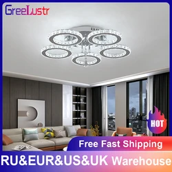 Modern Lustres K9 Crystal Chandelier Ceiling Lamps 3 Rings Stainless Steel Hanging Light Fixture Led Pendant Lamp Home Appliance