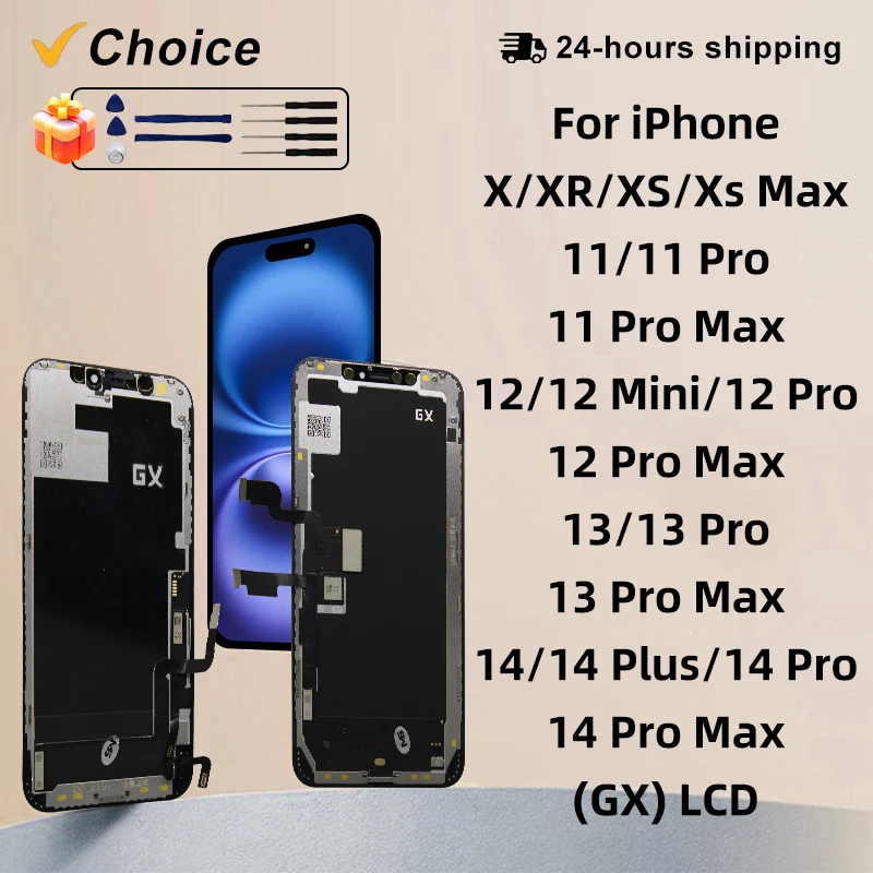Pantalla GX OLED 13 para iPhone X, XS Max, XR, 11, 12 Pro Max, 12 Mini, Repuestos de Pantalla LCD, Digitalizador de Pantalla Táctil 3D, 14 Pro Max