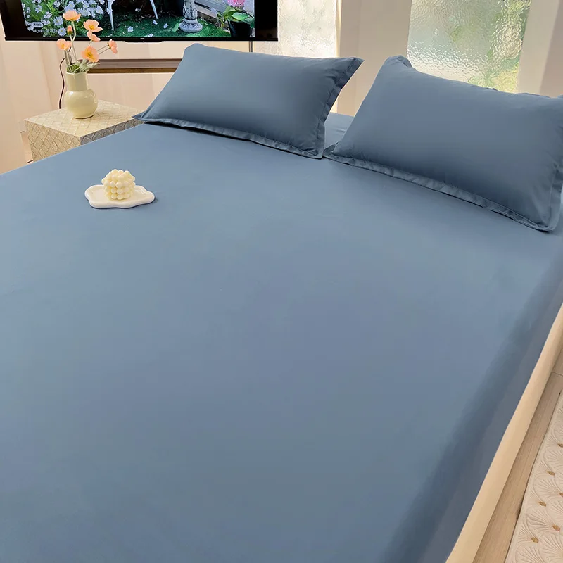 

Новинка 2025 года, однотонный простынь из стираного хлопка с алоэ, приятный для кожи мягкий наматрасник на все сезоны