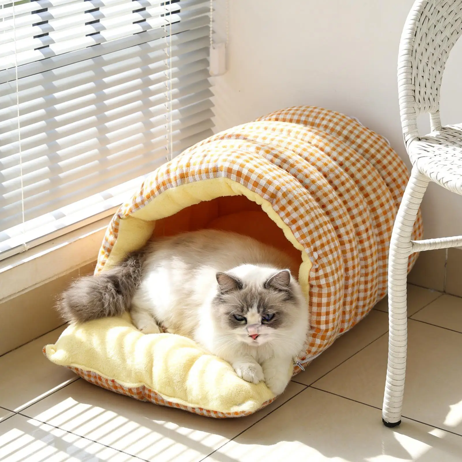 

Закрытый спальный мешок-лежанка для кошек, складной домик для животных, лежанка для кошек, зимний теплый домик для собак, полузакрытый домик для кошек