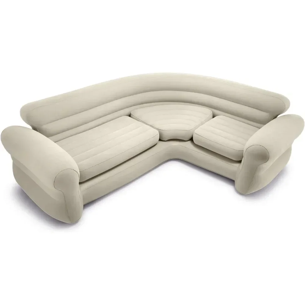 Sofa, inflatable angle sofa L-shaped, suitable for indoor use, with 2-in-1 valve, living room inflatable sofa