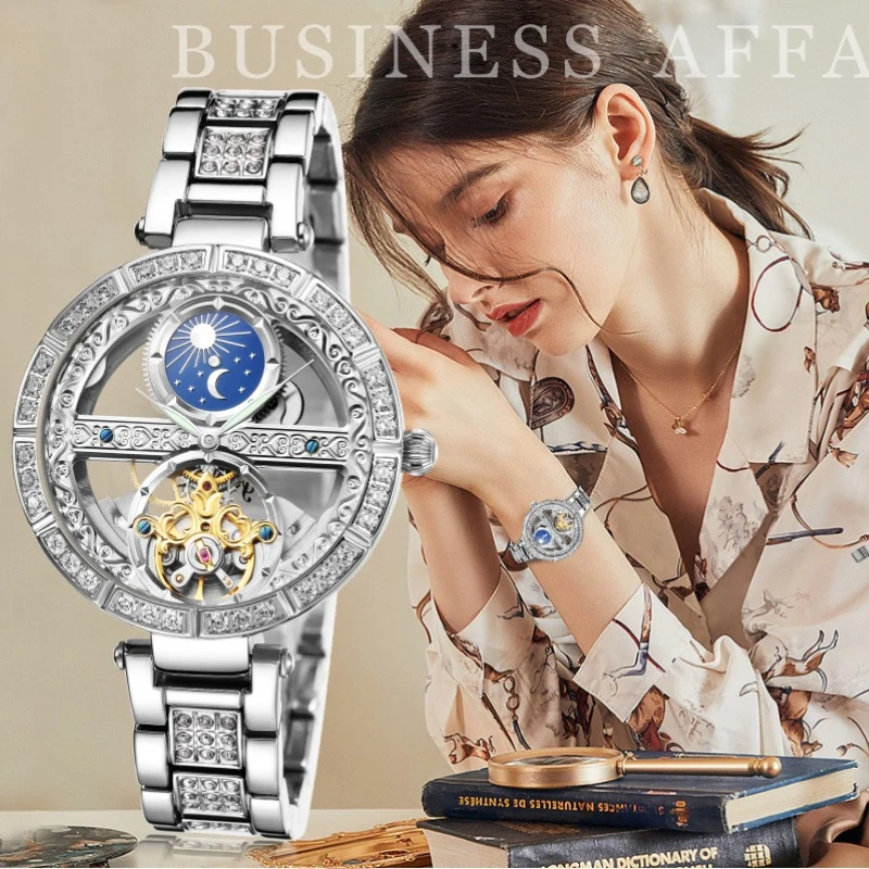 New luxury quartz watch fashionable and simple trend hollow music symbol student automatic waterproof mechanical women's watch