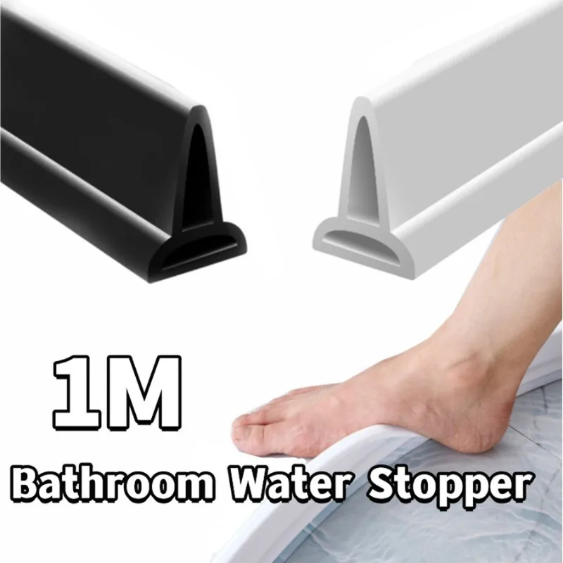 1-2M Bathroom Water Stopper Blocker Shower Dam Retaining Non-slip Dry And Wet Separation Flood Barrier Door Bottom Sealing Strip