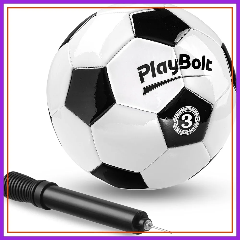 

Soccer Ball Size 3 with Pump, Black White Training Practice Match Ball for Kids Toddlers Pack of 1 or 4