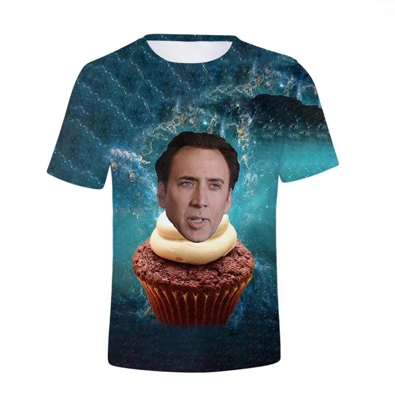 

Funny Nicolas Cage Face Graphic 3D Printing T Shirt for Men WomenTee Graphic Shirts Humor Fun Fashion Cool Kids Tops Clothing