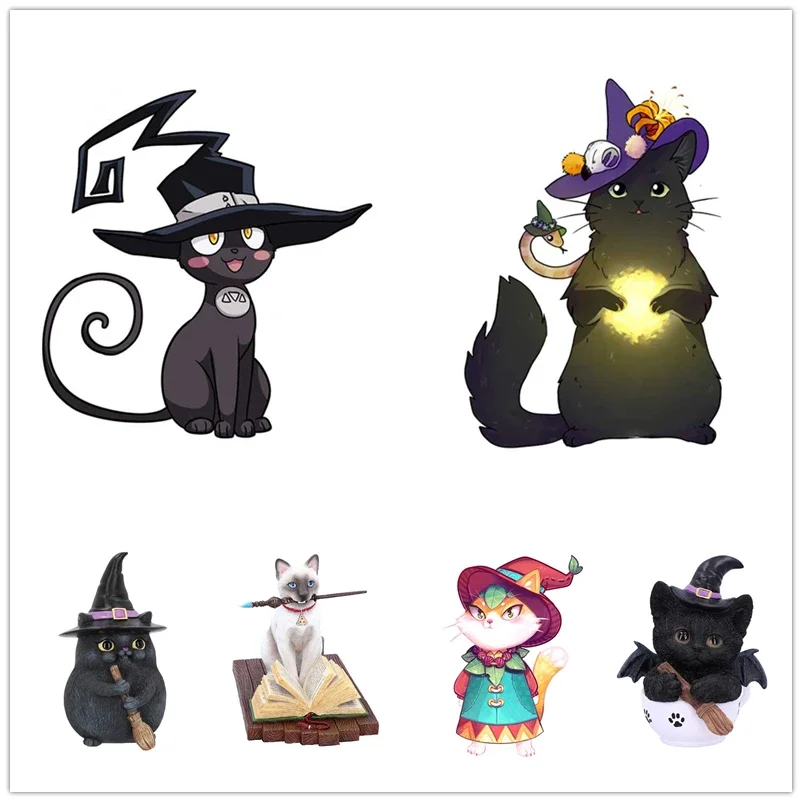 

Cartoon Black Witch Cat Car Sticker Decal Refrigerator Windows Decal JDM Vinyl Car Wrap Anime Car Decor