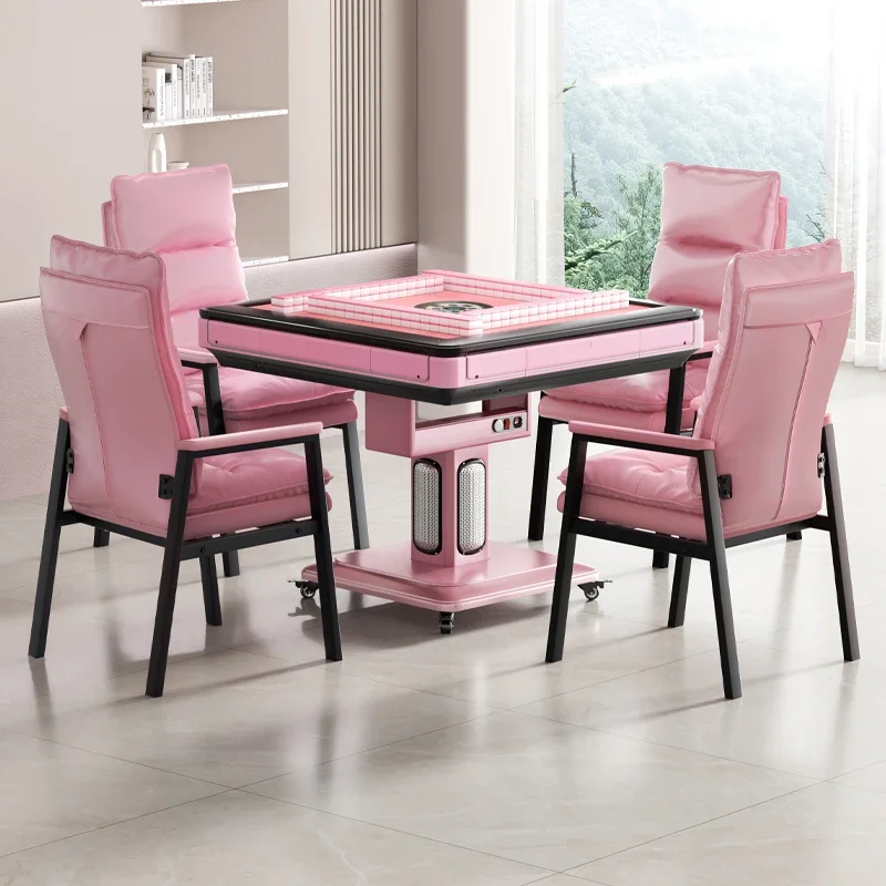 Folding mahjong machine automatic dining table dual-purpose four-port electric heating mahjong table