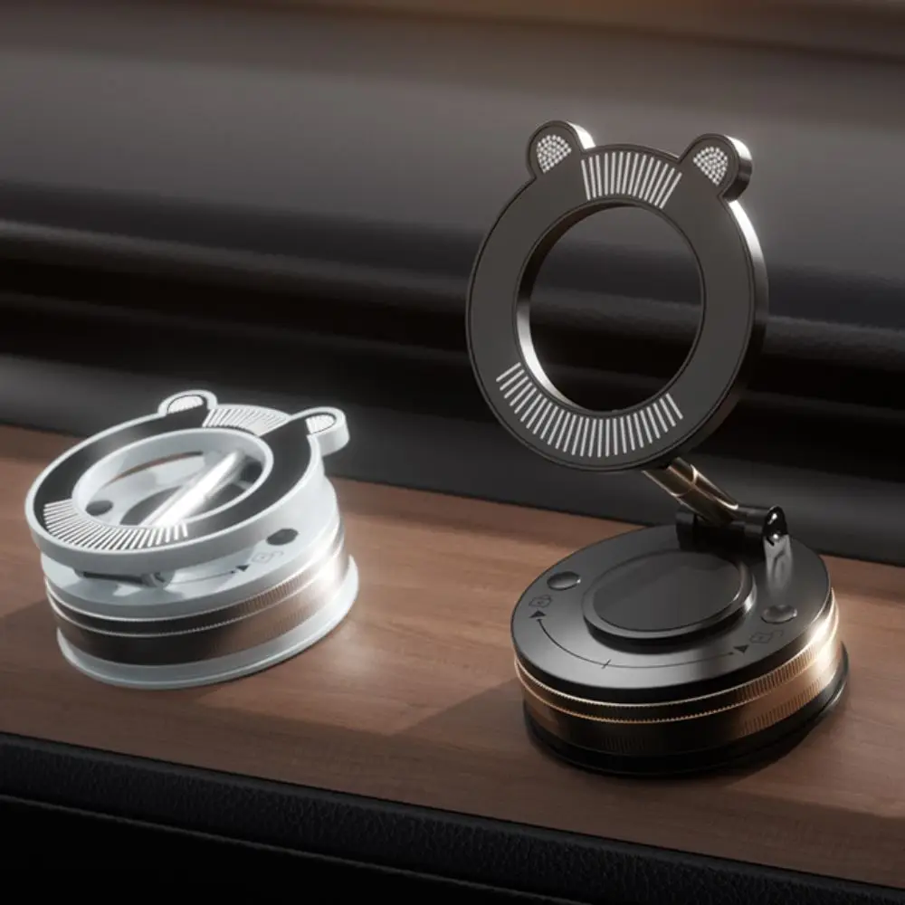 Vacuum Magnetic Car Phone Holder 360° Rotation Adjustable Mobile Phone Stand Foldable Adsorption Bracket Smooth Surface