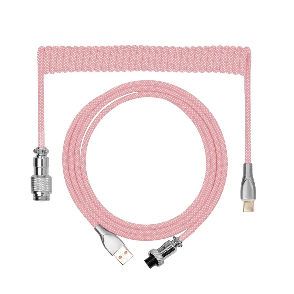 EPOMAKER Macaron 1.8m Coiled Type-C To USB A TPU Mechanical Keyboard Cable with Detachable Aviator Connector for Gaming Keyboard