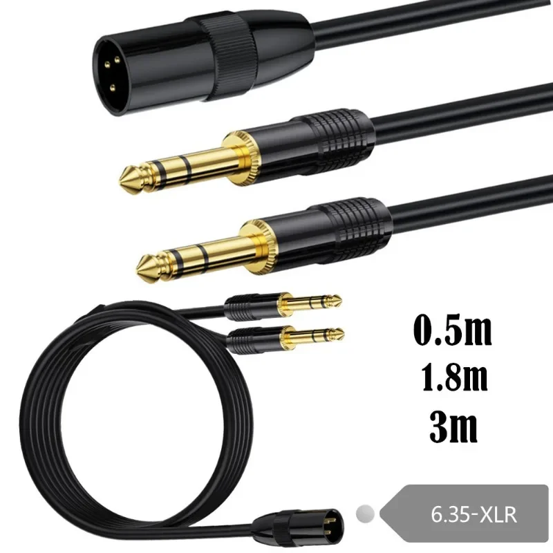 

One Minute and Two Y Type XLR 3P Rotation 2 6.35mm Dual Sound Male Microphone Camera Recorder Audio Cable