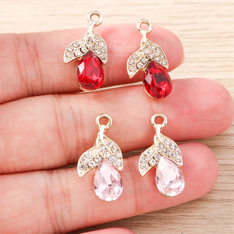 10 قطعة 10x22 مللي متر أنيقة كريستال شجرة ليف Charms المعلقات لصنع المجوهرات DIY بها بنفسك أقراط القلائد الحرف اليدوية اكسسوارات