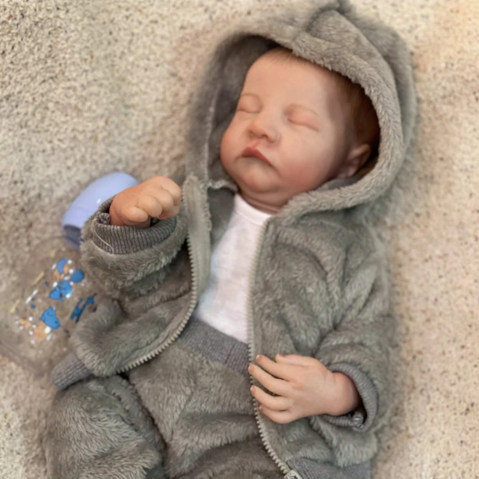 18Inch Sleeping Levi Bebe, Reborn Baby Boy Full Vinyl Doll Lifelike Hand-Painted Hair Newborn Doll Can Take Shower Art Doll Gift