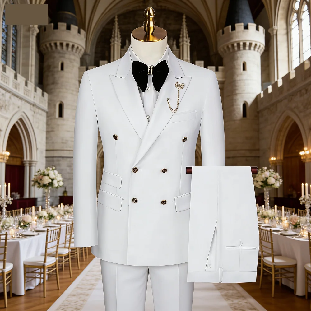 

2025 Men's Elegant Business Terno British Style Casual Host Banquet Trousers Blazer Set Male Suit for Various Occasions