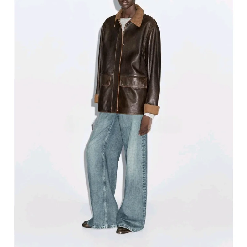 Retro Sle Damen Parka Mantel Kunstleder Cordkragen Barn Sle Oberbekleidung Atmungsaktive Polyesterfaser Langer Sve-Reißverschluss