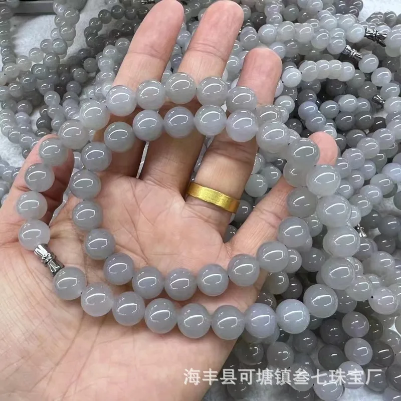 Hetai Qinghai Smoky Purple 10Mm Necklace Material Is Delicate Jade Is Warm And Smooth