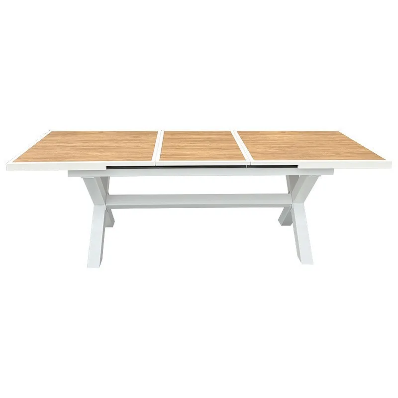 Outdoor leisure tables and chairs courtyard stretch table villa garden plastic wood dining table and chairs