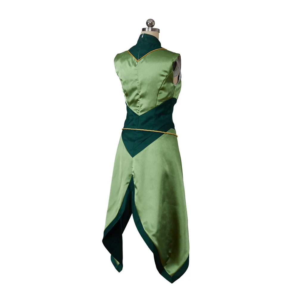 Keyleth Cosplay Costume Sexy Women's  Green Dress with Stockings Gloves Belt Suit Halloween Carnival Outfit view 5