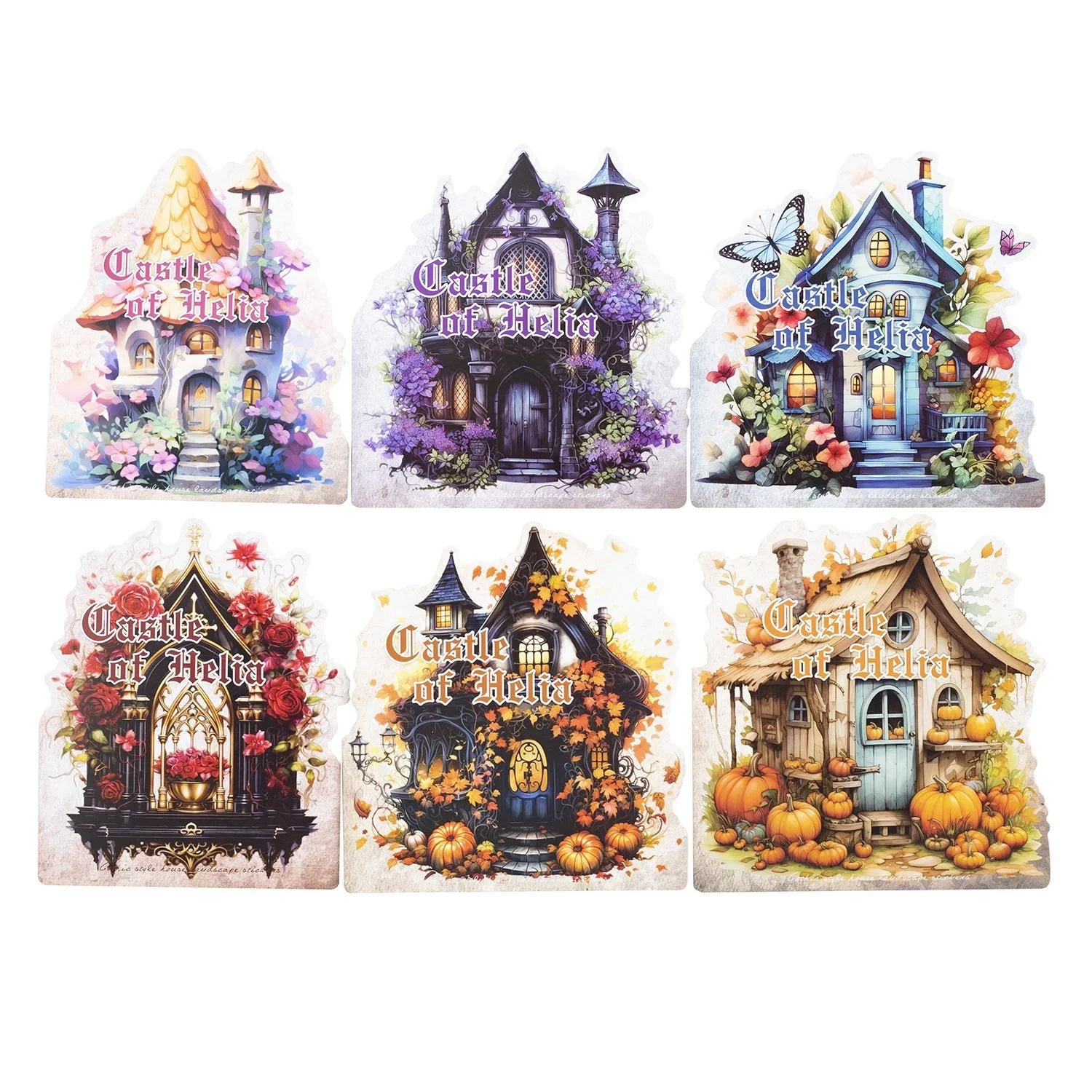 

10 Pcs/bag Gothic Castles Witch Halloween Pumpkin Transparent Stickers DIY Decorative Junk Journal Diary Scrapbook Materials