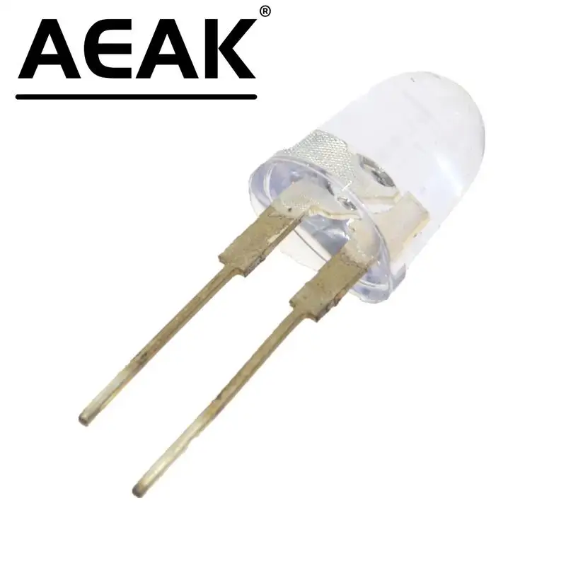 10PCS AEAK LED 10mm White Transparent 150mA 0.75W Ultra Bright Round LED Light Emitting Diode Lamp Water Clear Bullet Shape