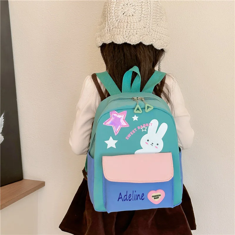 Personalized Name Children's Backpack Fashionable and Leisure Girls' Kindergarten Travel Cartoon Cute Little Rabbit Bag