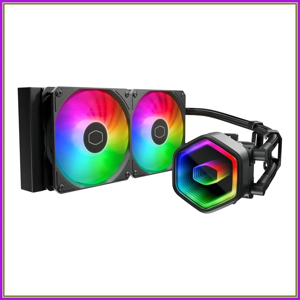 240mm AIO Liquid CPU Cooler, Dual ARGB PWM Fans, Infinity Mirror Pump, Quiet & Easy Install, AMD AM5/AM4 Intel LGA 1851/1700