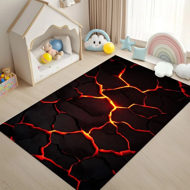 Alfombra grande con área 3D de volcán, Lava Magma, alfombra para sala de estar, dormitorio, sofá, felpudo, decoración, alfombra antideslizante para juegos infantiles, regalo
