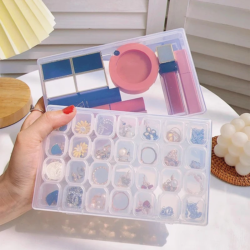 28/56 Girds Adjustable Plastic Storage Box with Label Sticker For Jewelry Nail Art Diamond Painting Accessories Container boxes