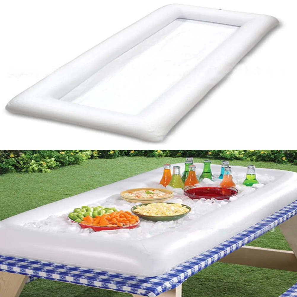 2 قطعة بار الجليد البلاستيكية مع حامل مشروبات لحمام السباحة شاطئ حفلة صينية عائمة الاستوائية Luau حامل الكأس القابل للنفخ أطباق قابلة للنفخ #6