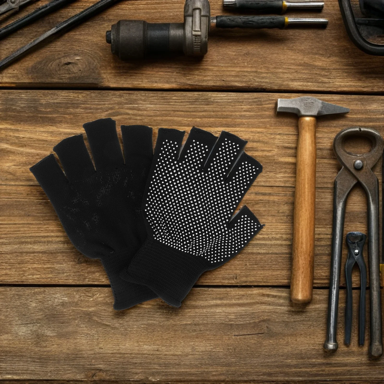 

5pcs Fingerless Work Gloves Winter: Non-Slip Warm Touchscreen Gloves For Hiking Running Cycling Driving Repair Maintenance