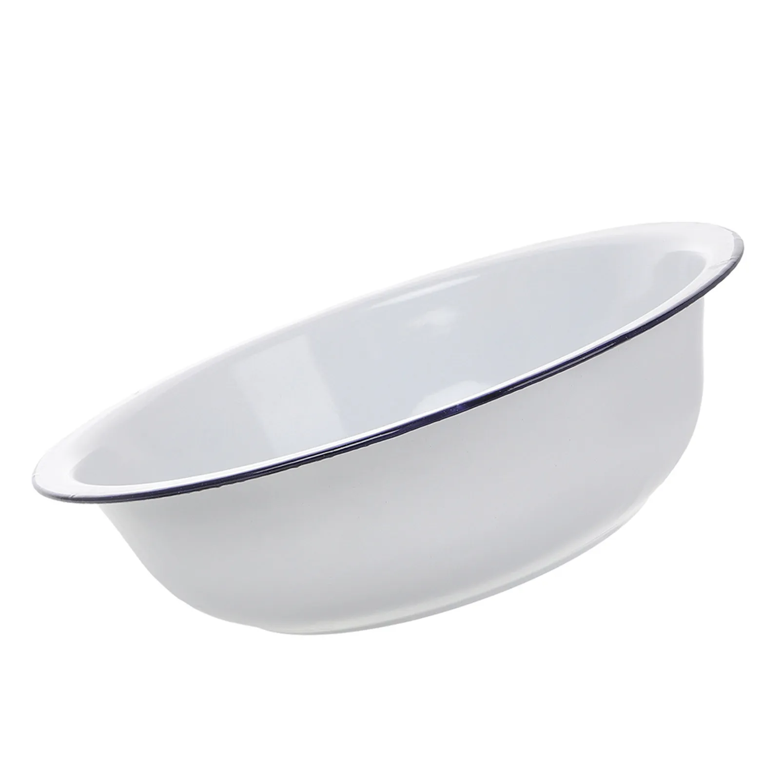 

Pure White Enamel Washing Basin 32Cm Vintage Enamelware Bowl Large Capacity for Kitchen Food Prep Vegetable Cleaning Dough