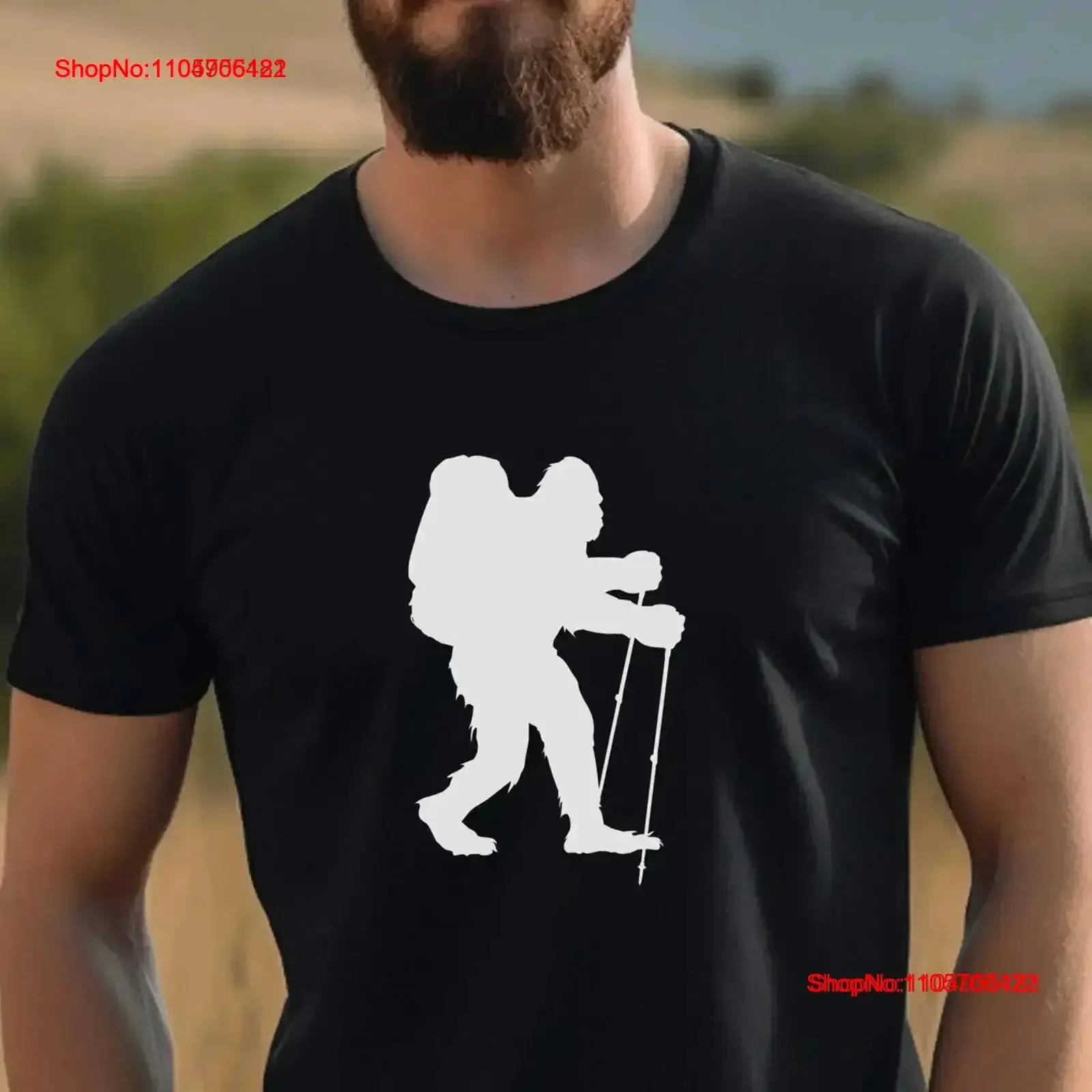 Sasquatch Backpacking T Shirt BigfooT vintage Washed Stylish Slightly graphic homme fashion Soft designer clothes Versatile