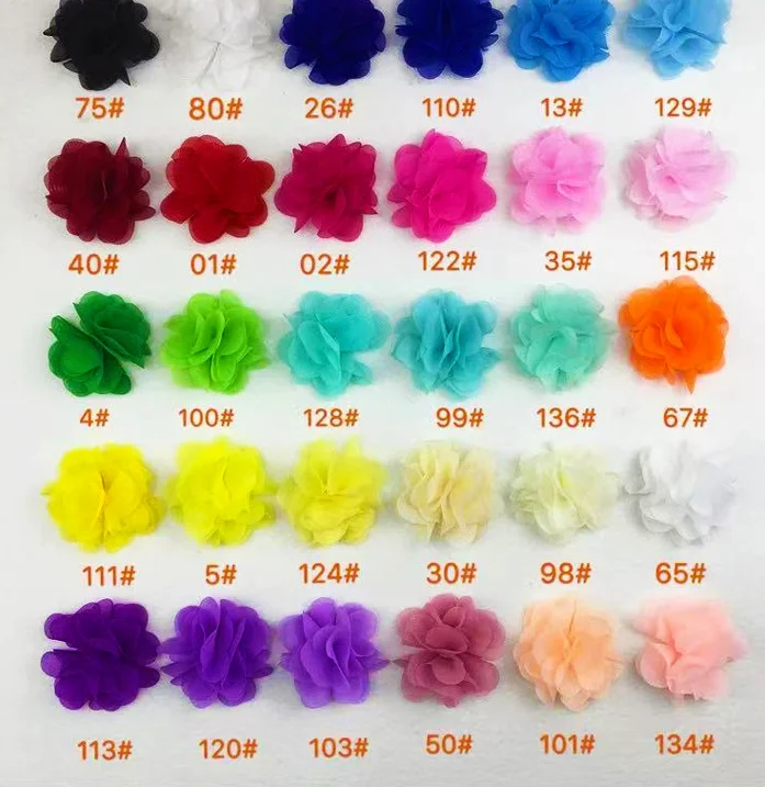 10Yd/lot 22 Color 3D Chiffon Flowers Lace Fabric, Handmade Flower Bridal Bouquets Shoes Flower Corsage Wedding Accessories RS320