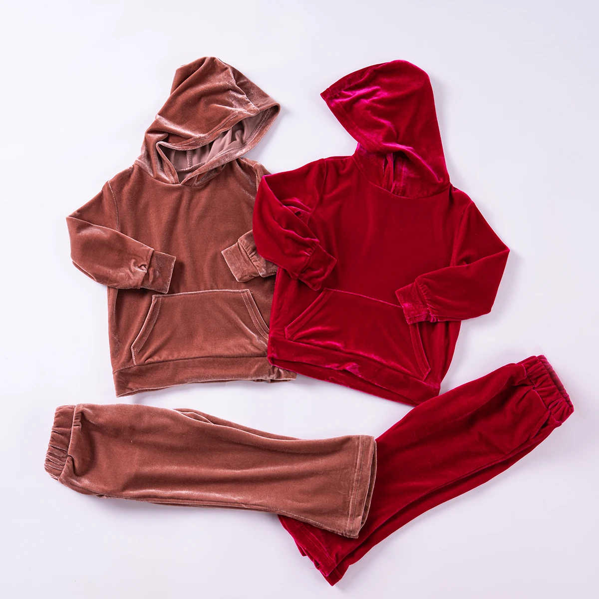 

Autumn Children's Casual Suit Hooded Long Sleeve + Pants Solid Color Female Infant Fashion Kids Winter Trend Style Clothing