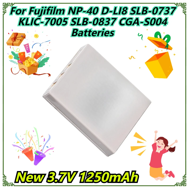 

New 3.7V 1250mAh For Fujifilm NP-40 D-LI8 SLB-0737 KLIC-7005 SLB-0837 CGA-S004 Batteries