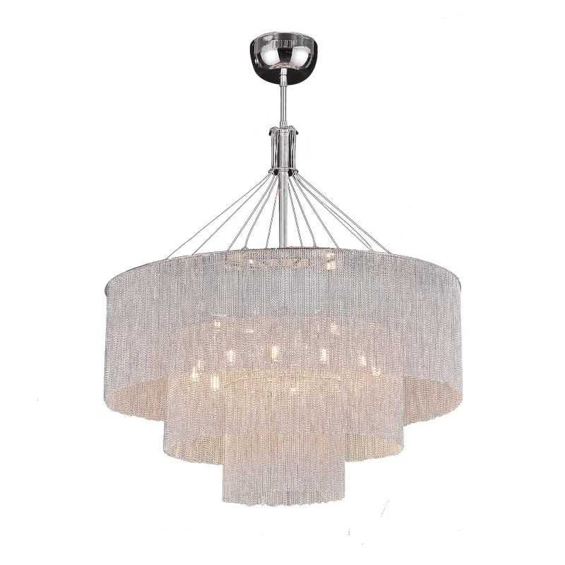 Post-Modern Light Aluminum Chain Tassels hotel Lobby moder Living Room Chandelier