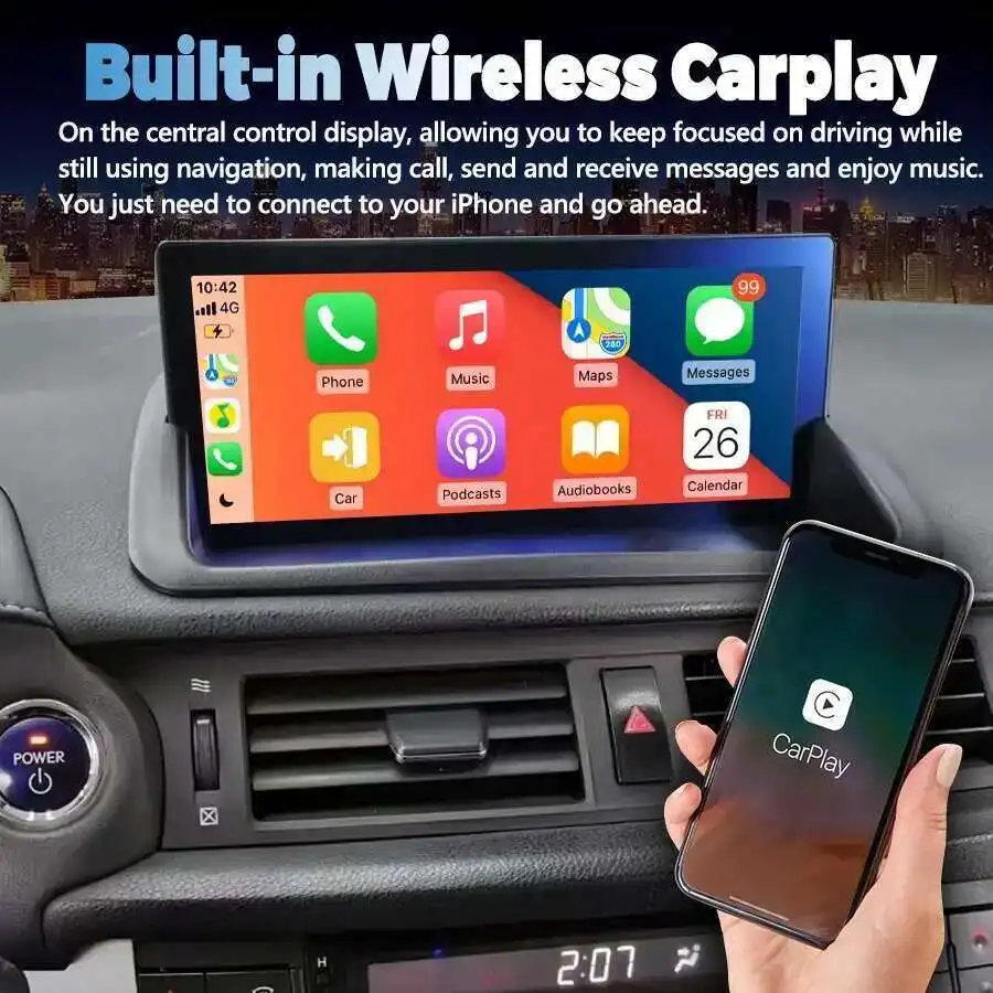 Qualcomm 665 reproductor de vídeo Multimedia estéreo Carplay para Lexus CT CT200 CT200h 2012-2020 Android 14 navegación DSP pantalla de 256GB