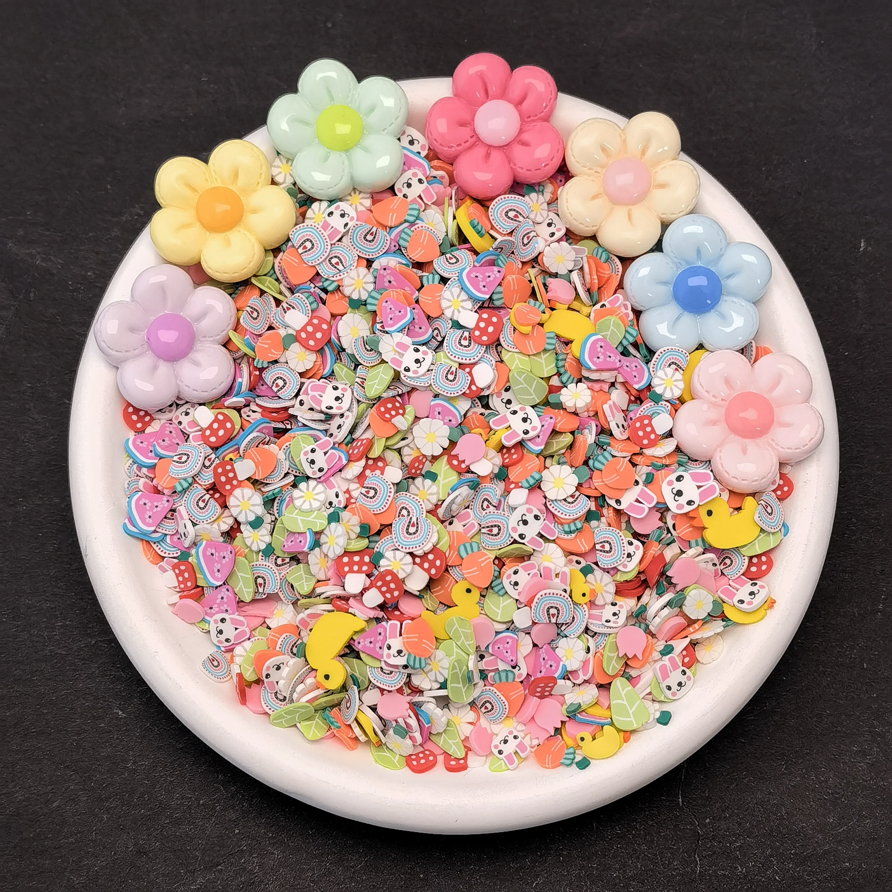 

Полимерная глина, посыпает, смешанный цветок, кролик, ломтик глины, украшения для дизайна ногтей, аксессуары для маникюра, инструмент