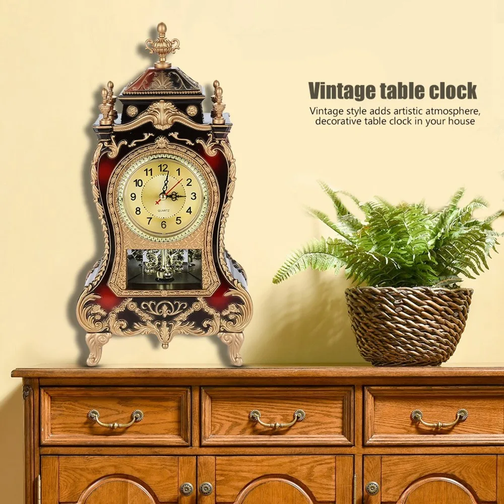 White Brown Vintage Desk Clock 12 Songs Silent Scanning for Seconds Antique Table Clock European Style Music Time Reporting
